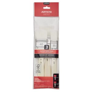 ΣΕΤ 3 ΠΙΝΕΛΩΝ GESSO ΚΑΙ ΒΕΡΝΙΚΙΟΥ – ΕΠΙΠΕΔΑ αρ. 25, 50 + λοξότμητη αρ. 40 – 100% ξύλο FSC